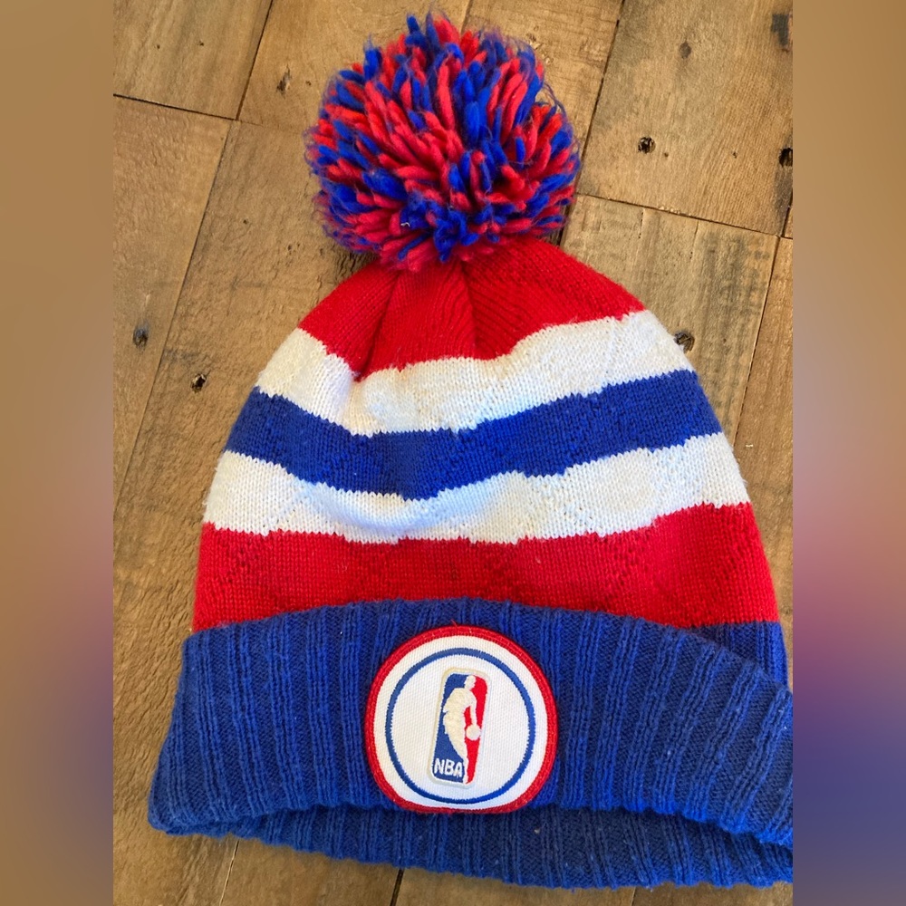 NBA logo winter beanie Mitchell & Ness Pom Pom Knit Adult Size